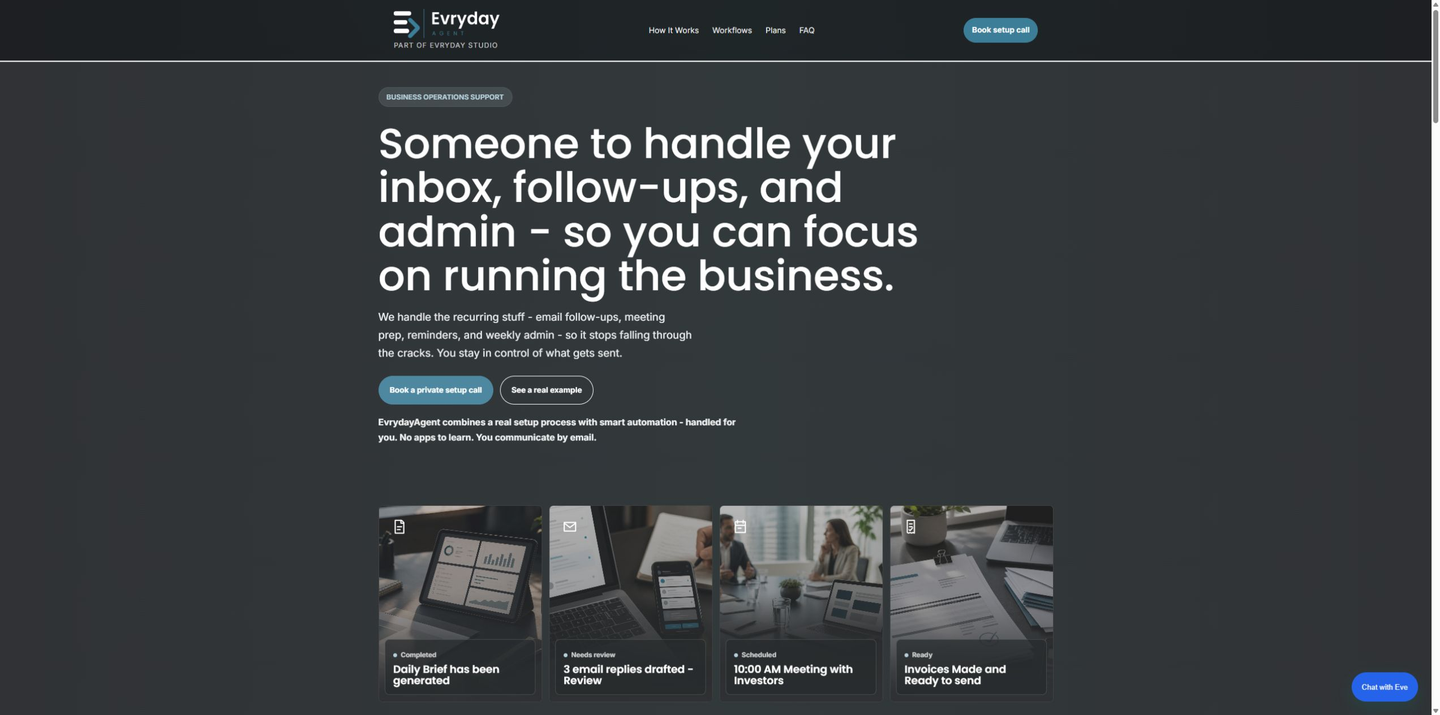Evryday Agent homepage screenshot