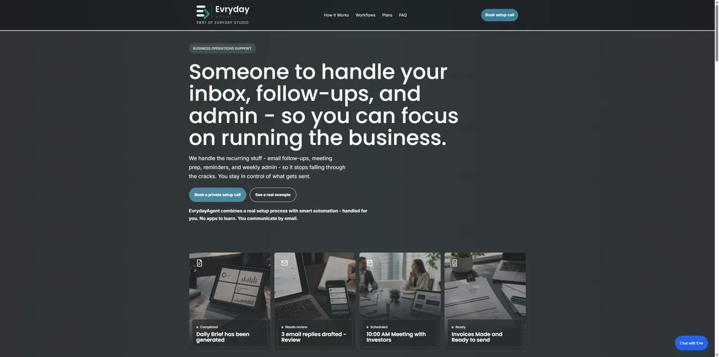 Evryday Agent homepage screenshot