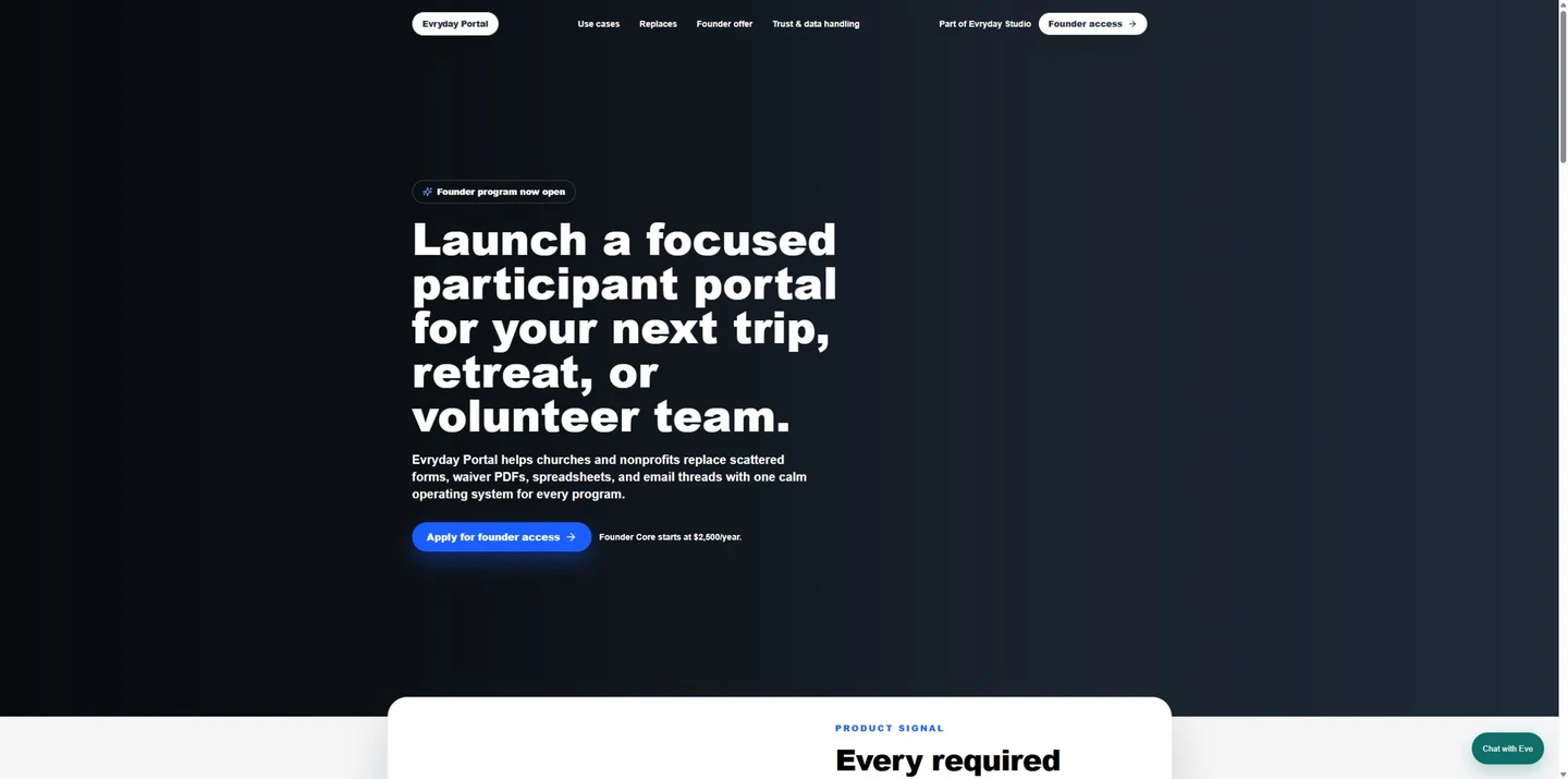 Evryday Portal homepage preview