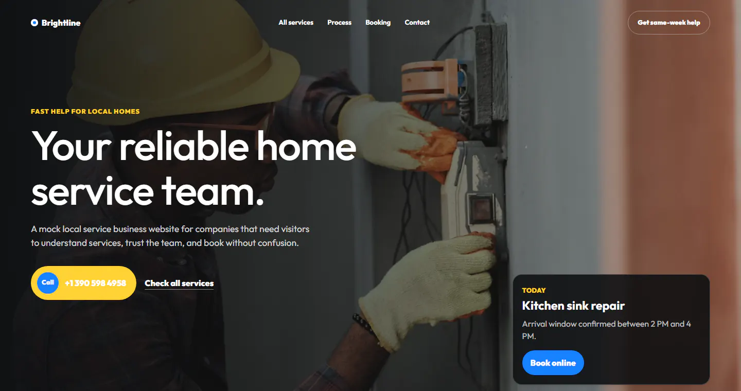 Brightline local service business website demo homepage preview