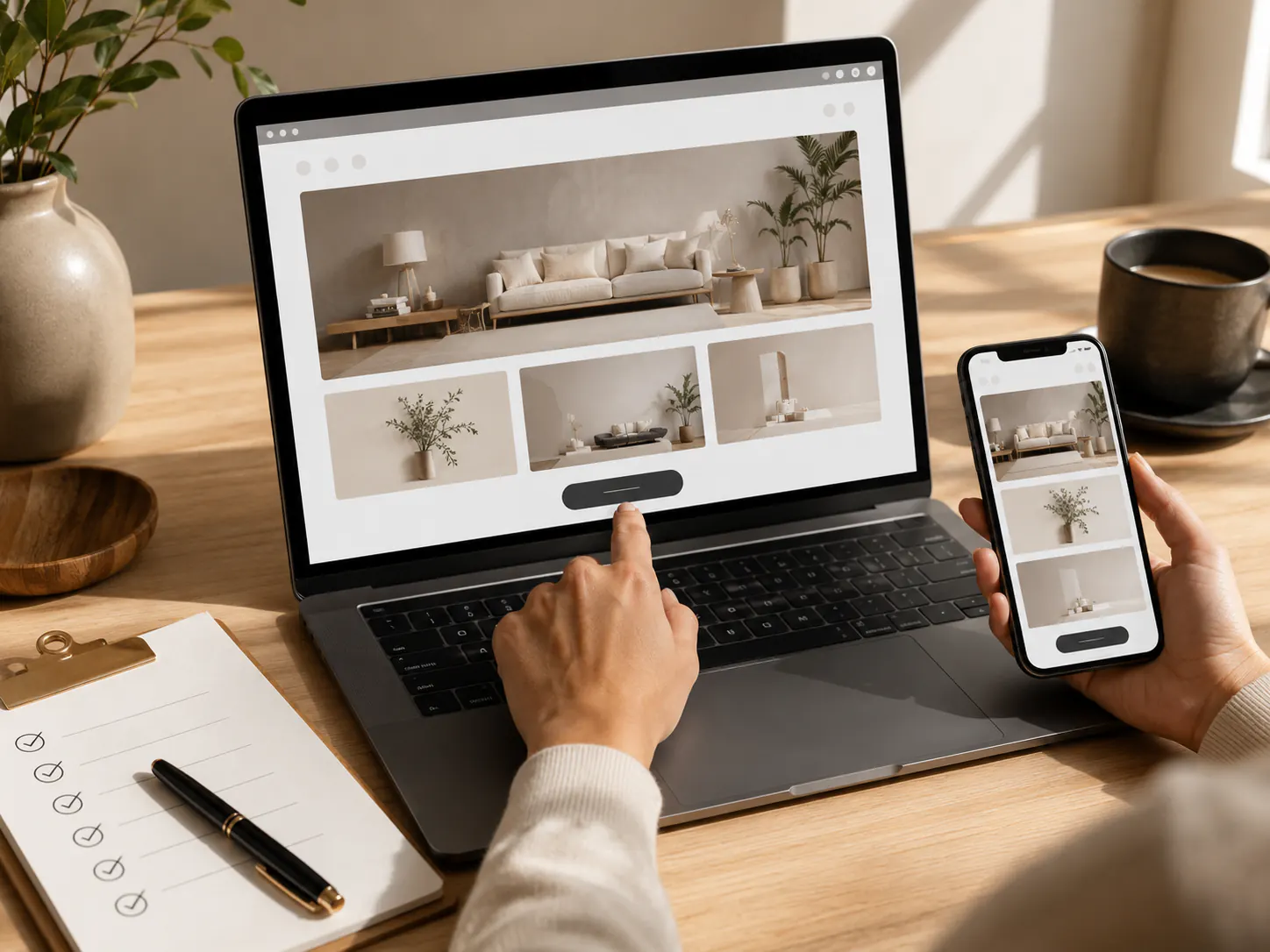 Finished website reviewed on laptop and phone before launch